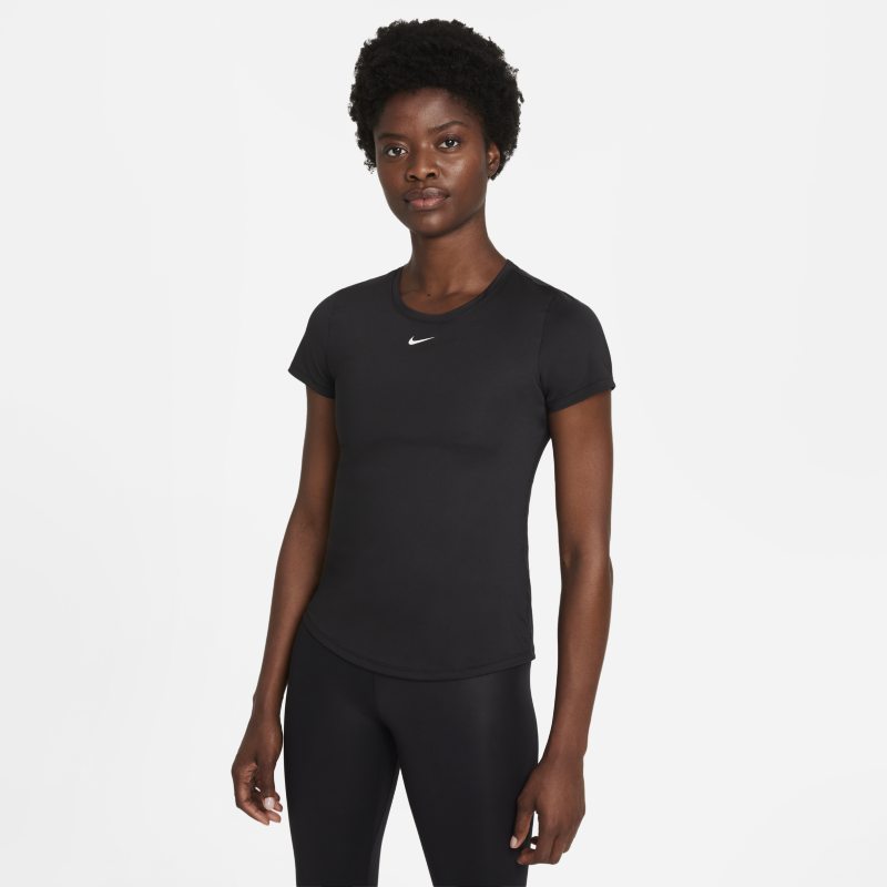 Kortärmad tröja med smal passform Nike Dri-FIT One för kvinnor - Svart