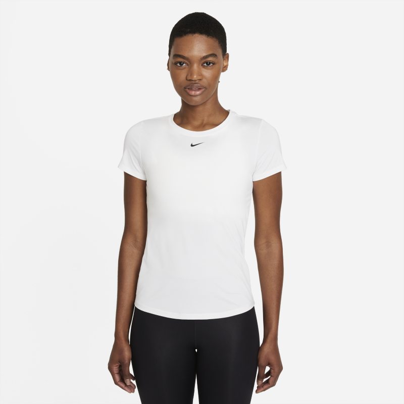 Kortärmad tröja med smal passform Nike Dri-FIT One för kvinnor - Vit