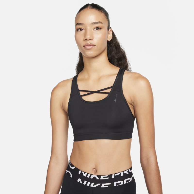 Nike Yoga Dri-FIT Swoosh Sujetador deportivo de sujeción media sin acolchado - Mujer - Negro