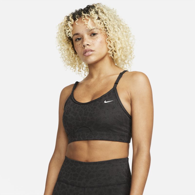 Nike Dri-FIT Indy Sujetador deportivo de sujeción ligera con almohadilla y brillo - Mujer - Negro