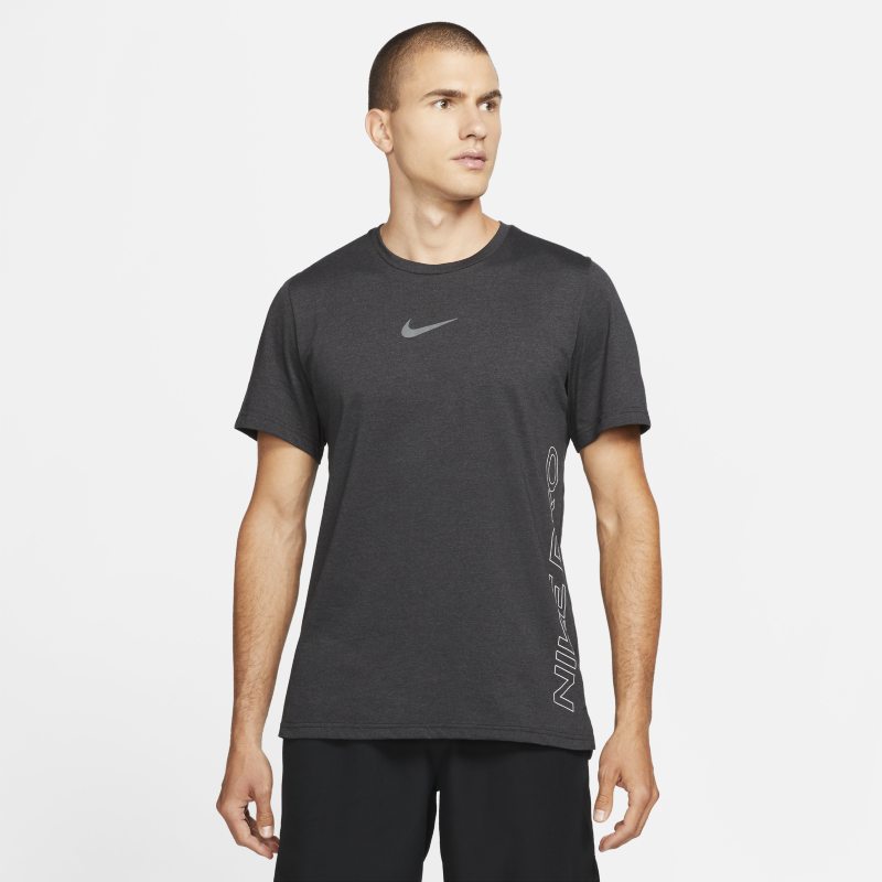 Kortärmad tröja Nike Pro Dri-FIT Burnout för män - Svart