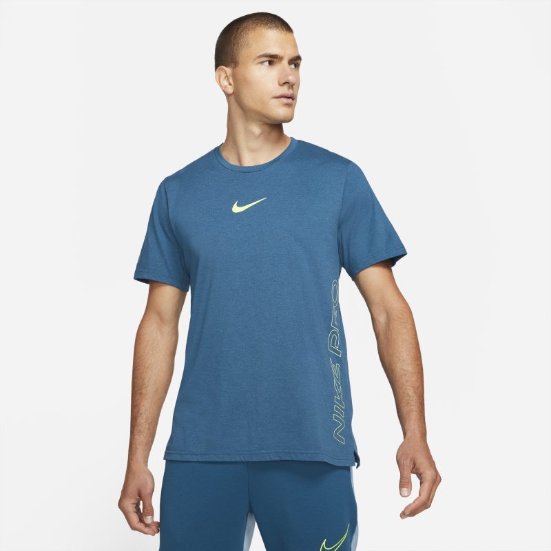 Kortärmad tröja Nike Pro Dri-FIT Burnout för män - Blå
