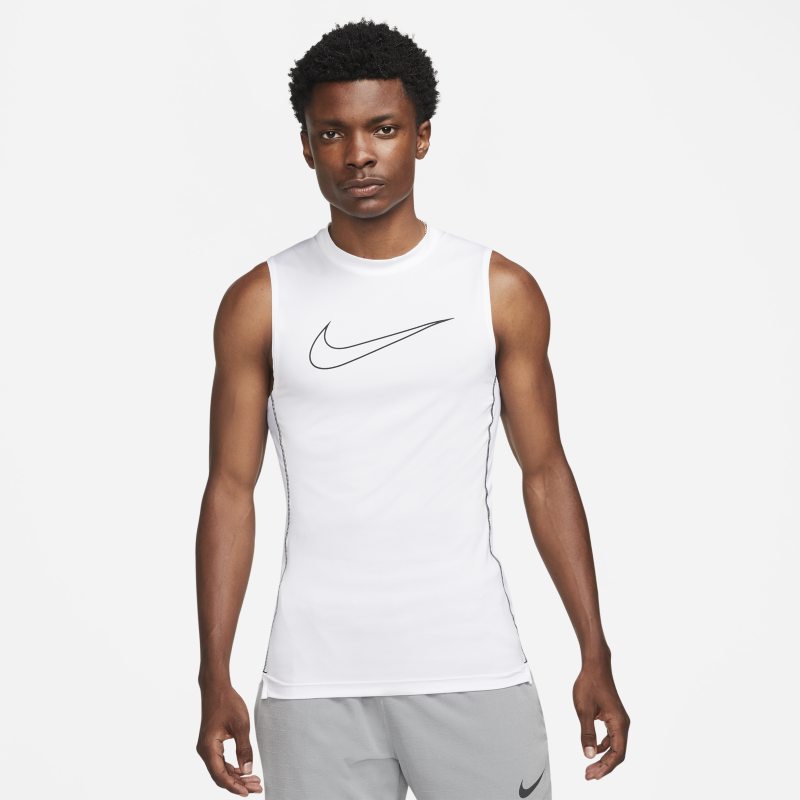 Ärmlös tröja Nike Pro Dri-FIT med tajt passform för män - Vit