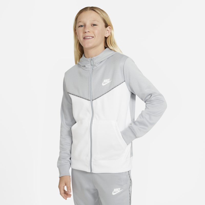 Bluza z kapturem i zamkiem na całej długości dla dużych dzieci (chłopców) Nike Sportswear - Szary