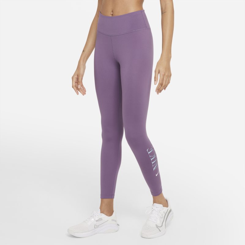 Nike Dri-FIT One Leggings de 7/8 de talle medio con estampado - Mujer - Morado