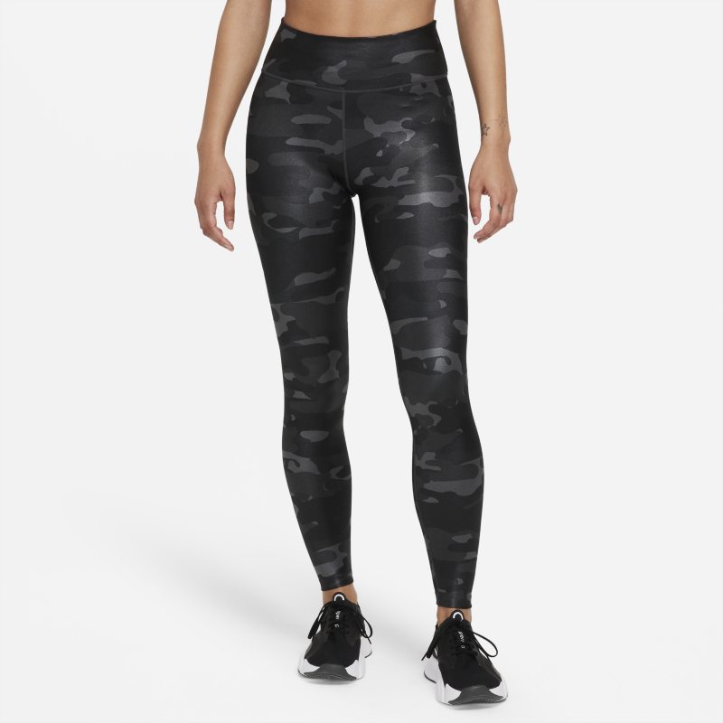Nike Dri-FIT One Leggings de camuflaje de talle medio - Mujer - Gris