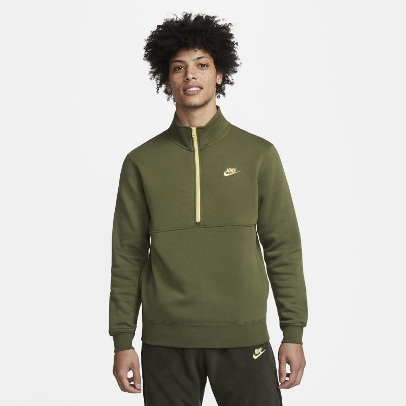 Nike Sportswear Club Sudadera de media cremallera cepillada en la parte trasera - Mujer - Verde