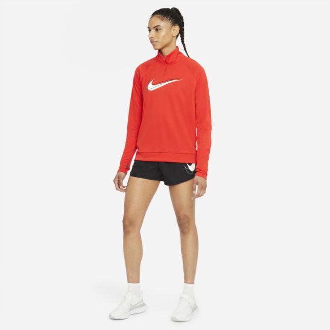Damska bluza do biegania z zamkiem 1/2 Nike Dri-FIT Swoosh Run - Czerwony