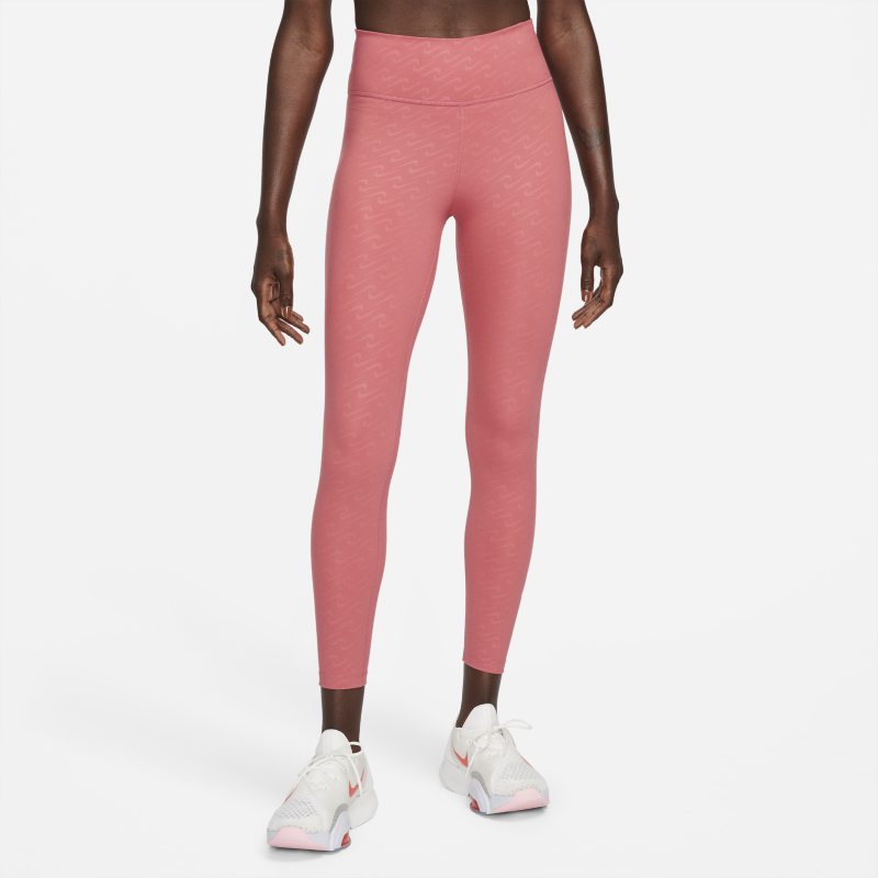 Nike Dri-FIT One Icon Clash Leggings de 7/8 de talle medio con estampado - Mujer - Rosa