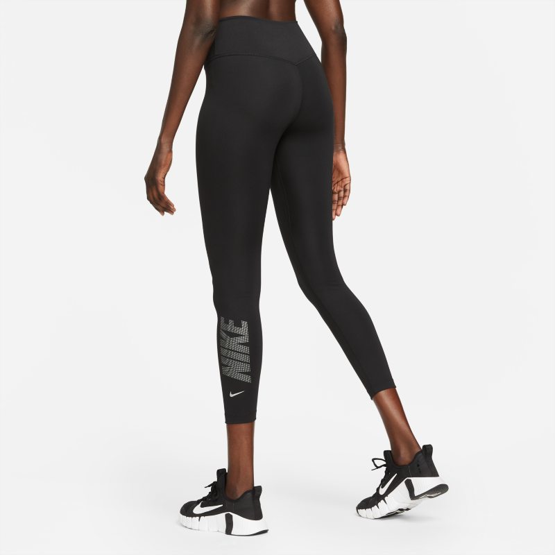 Nike Dri-FIT One Leggings de 7/8 de talle medio con estampado - Mujer - Negro