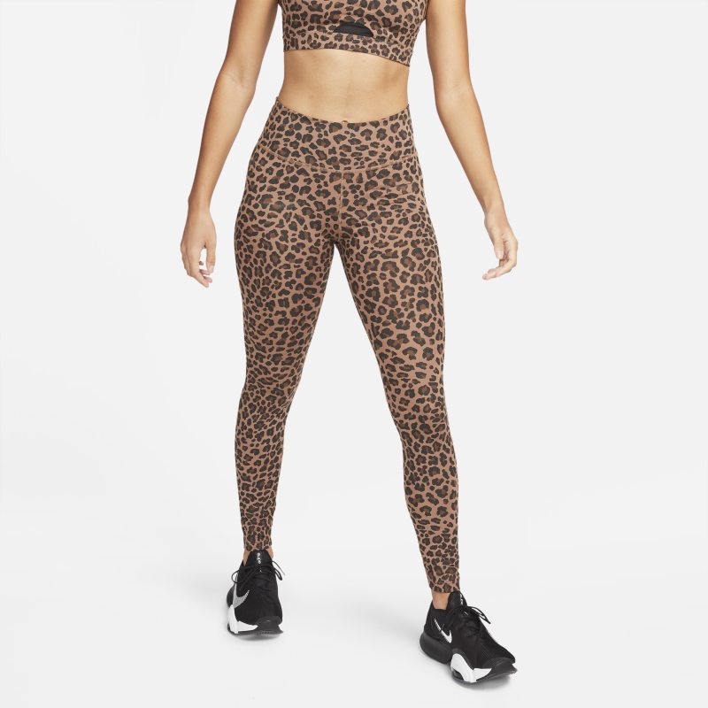Nike Dri-FIT One Leggings de talle medio con estampado - Mujer - Marrón