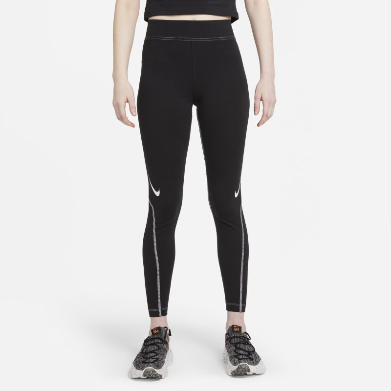 Nike Sportswear Swoosh Leggings de 7/8 de talle alto con estampado - Mujer - Negro