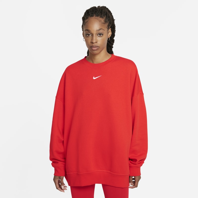 Damska bluza z dzianiny o kroju oversize Nike Sportswear Collection Essentials - Czerwony