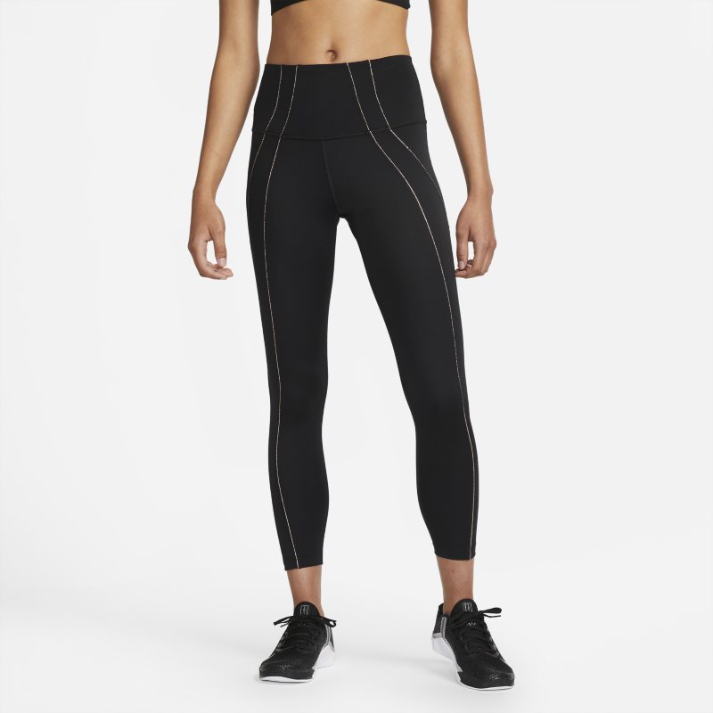 Nike Yoga Dri-FIT Leggings de 7/8 y talle alto con ribete metalizado - Mujer - Negro
