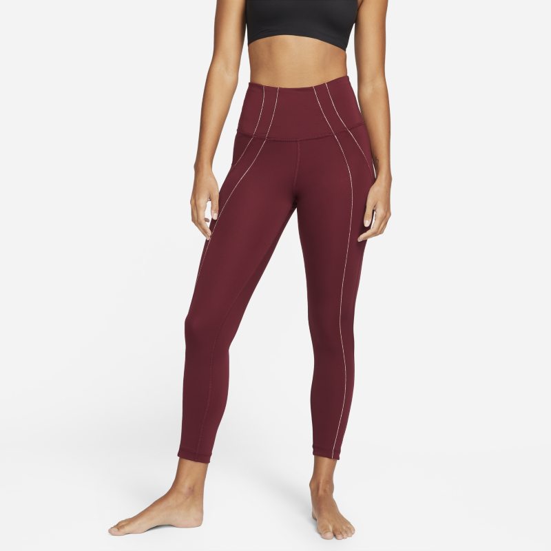 Nike Yoga Dri-FIT Leggings de 7/8 y talle alto con ribete metalizado - Mujer - Rojo