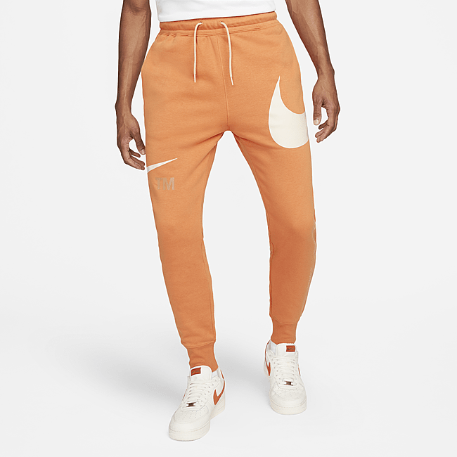 фото Мужские брюки с полуначесом nike sportswear swoosh - оранжевый