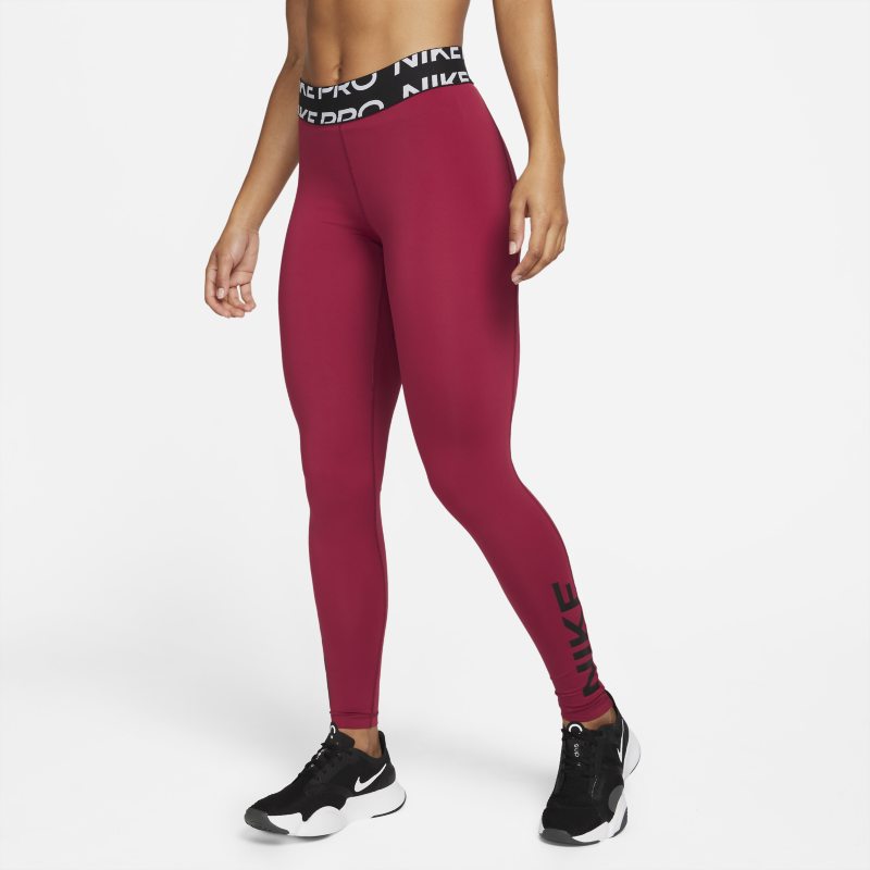Nike Pro Dri-FIT Leggings de talle medio con estampado - Mujer - Rojo