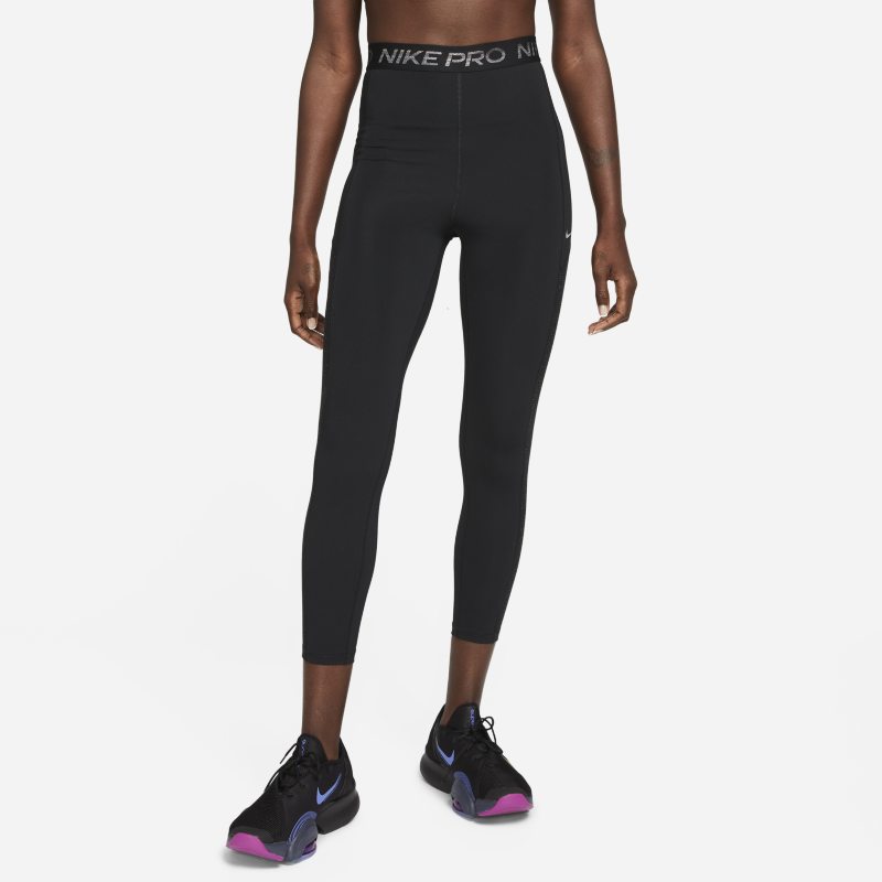 Nike Pro Dri-FIT Leggings de 7/8 de talle alto Shine - Mujer - Negro