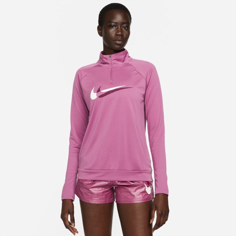 Nike Dri-FIT Swoosh Run Camiseta de capa media de running con cremallera de 1/4 - Mujer - Morado