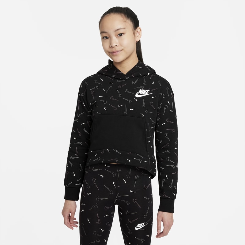 Nike Sportswear Sudadera con capucha de tejido Fleece con estampado - Niña - Negro