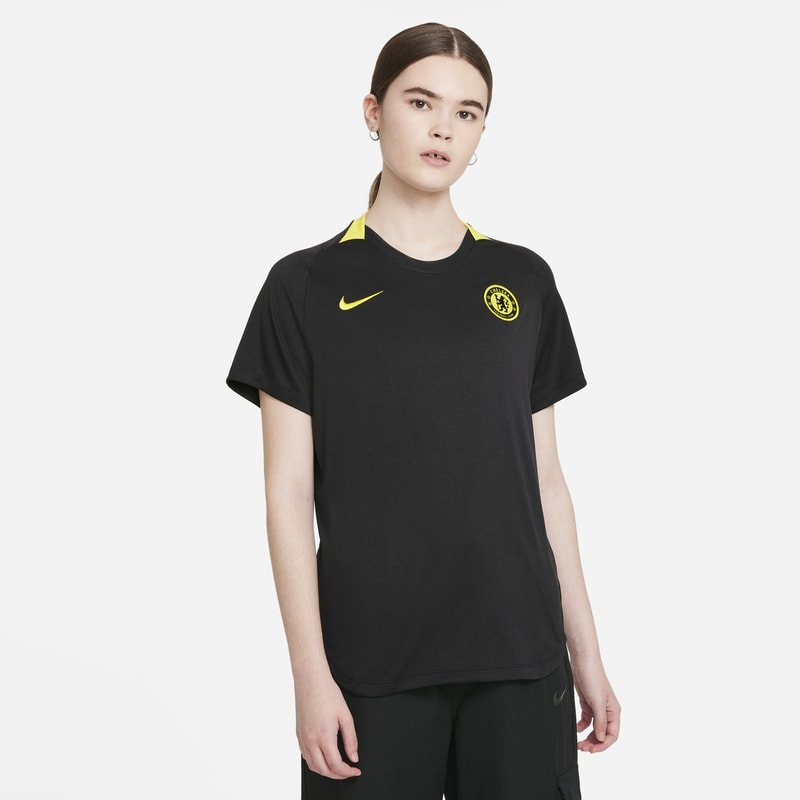 Chelsea FC Camiseta de fútbol de manga corta Nike Dri-FIT - Mujer - Negro