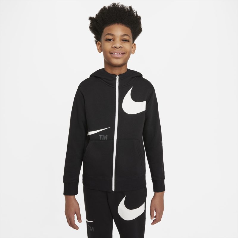 Nike Sportswear Swoosh Sudadera con capucha con cremallera completa de tejido Fleece - Niño - Negro