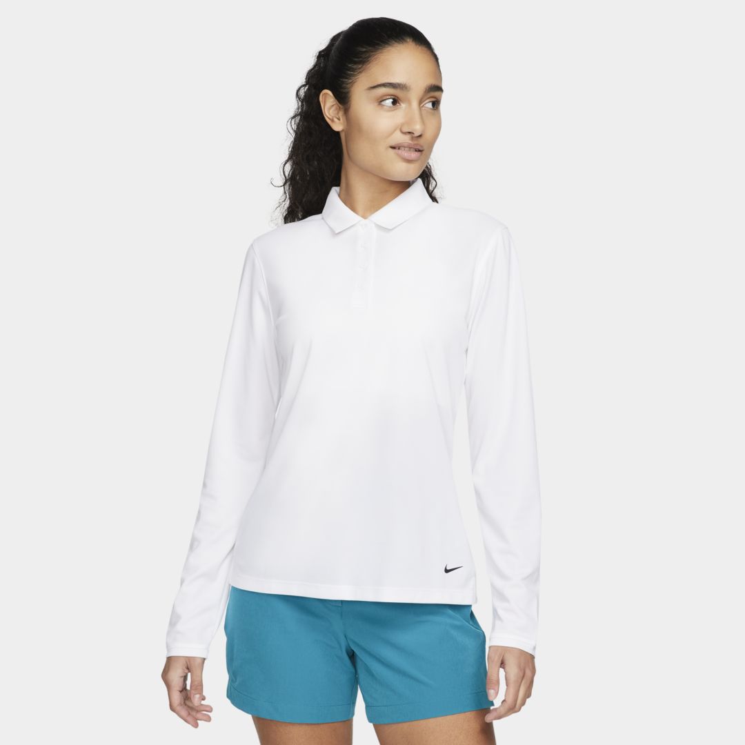 Nike Dri-fit Victory Women's Long-sleeve Golf Polo In White,black ...