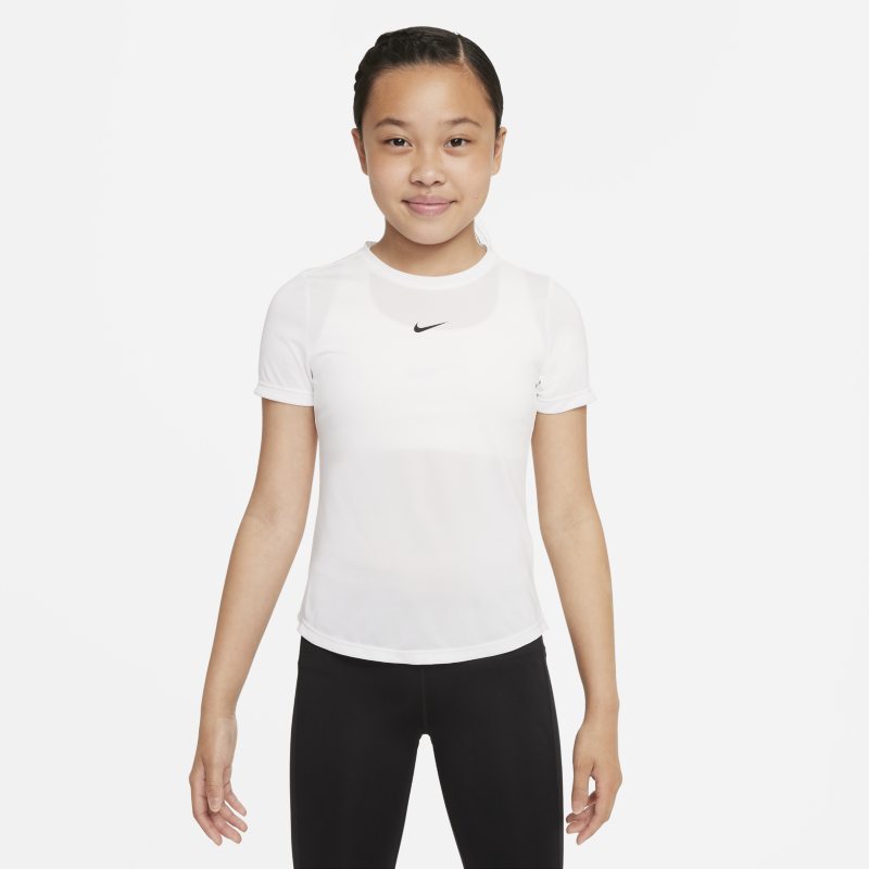 Kortärmad tröja Nike Dri-FIT One för ungdom (tjejer) - Vit