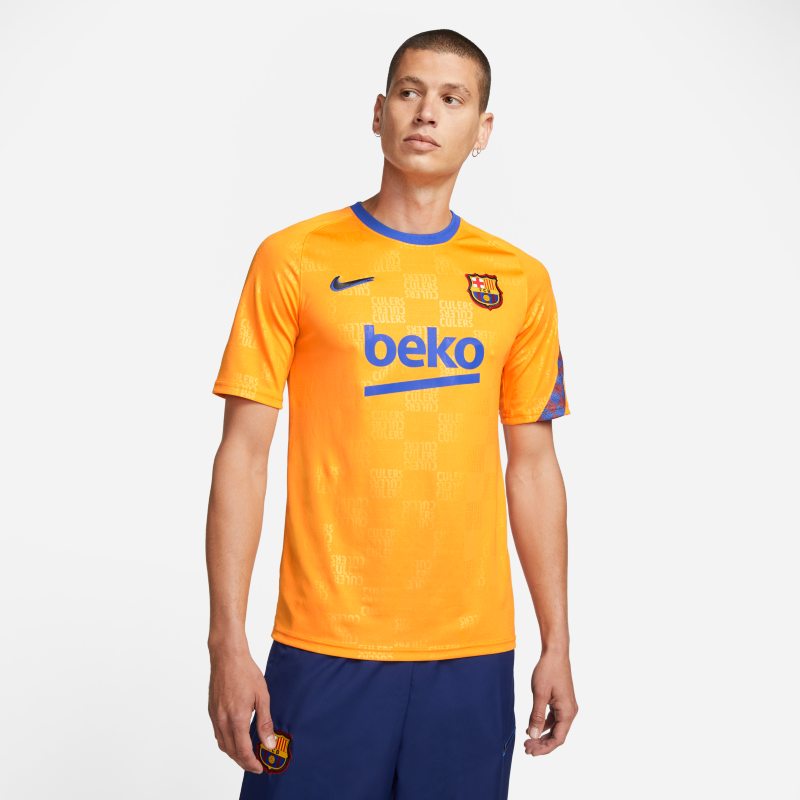  FC Barcelona Cammiseta de fútbol de manga corta para antes del partido Nike Dri-FIT - Hombre - Naranja