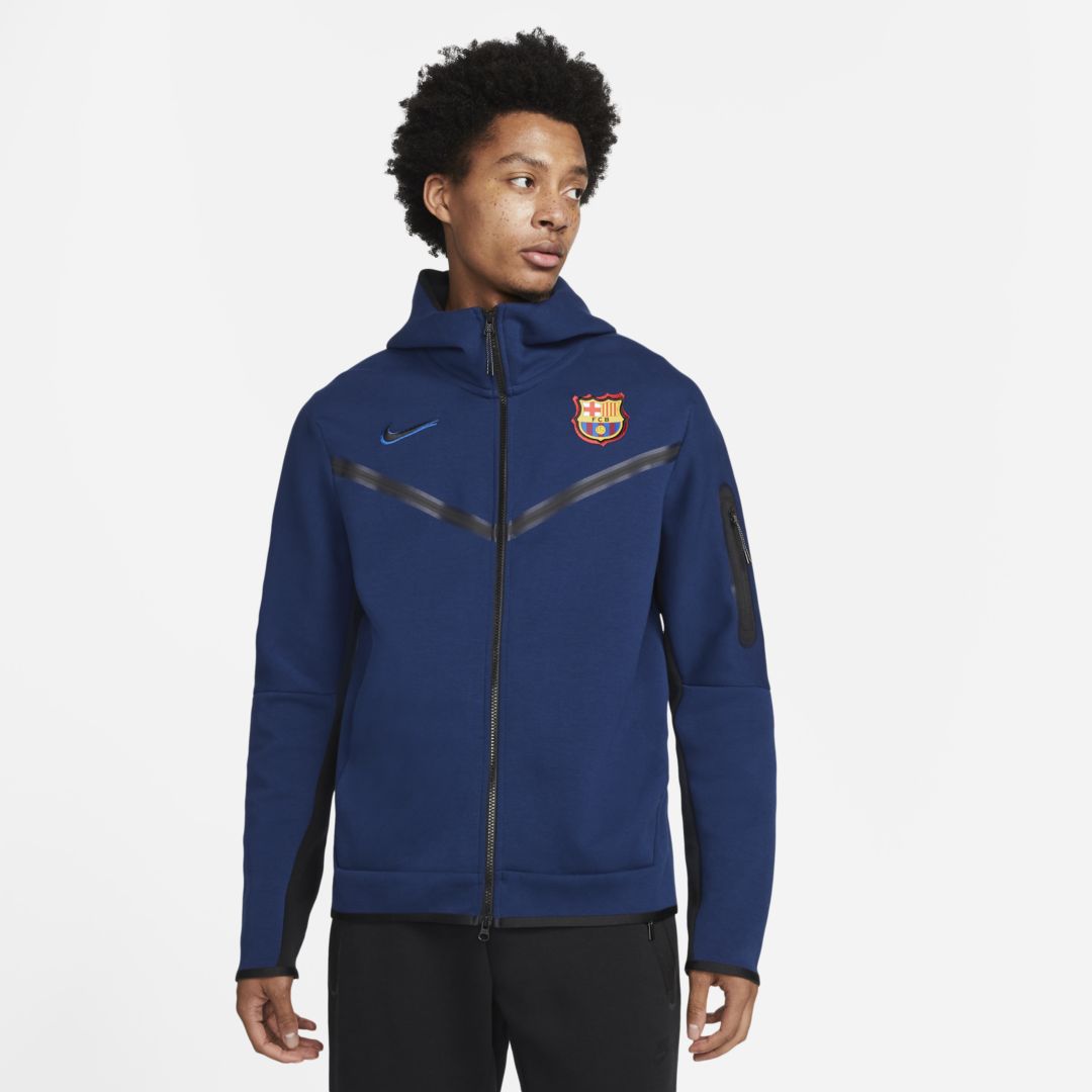 Nike Fc Barcelona Tech Fleece Windrunner Men's Full-zip Hoodie In Blue ...