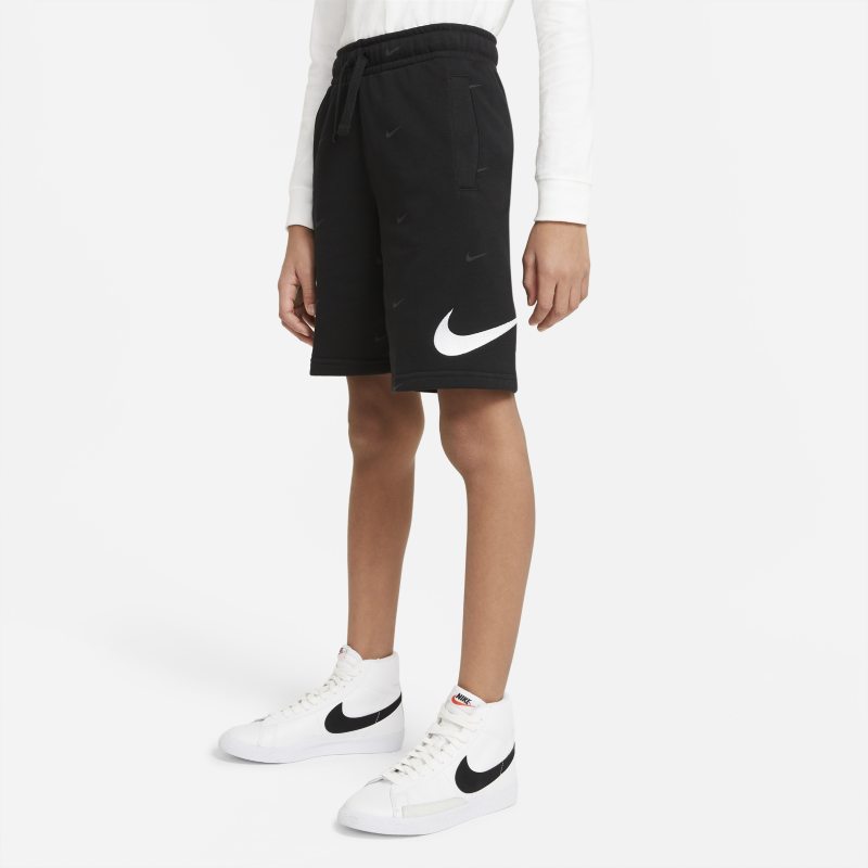 Spodenki z dzianiny dresowej dla dużych dzieci (chłopców) Nike Sportswear Swoosh - Czerń