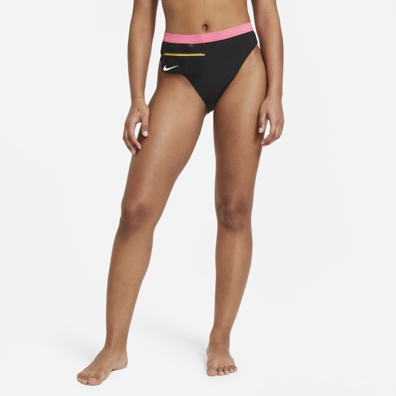 Nike Parte de debajo de natación de talle alto con diseño Color Block - Mujer - Negro