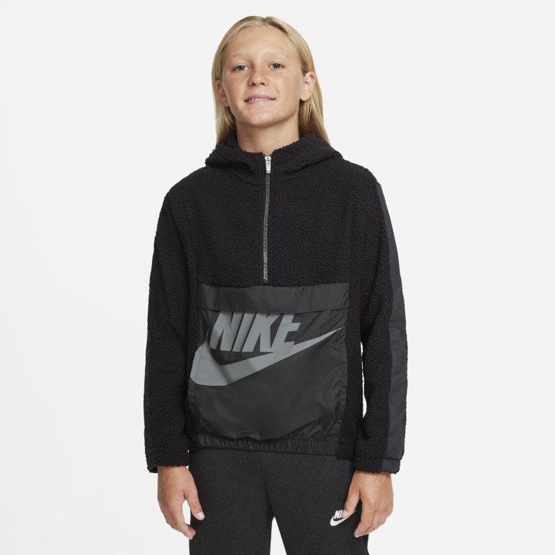 Nike Sportswear Sudadera con capucha y media cremallera para el invierno - Niño - Negro