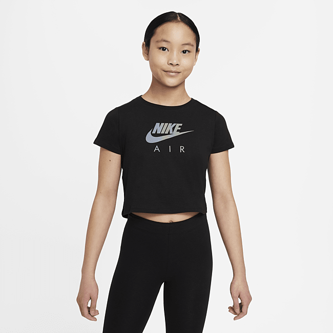 фото Укороченная футболка для девочек школьного возраста nike sportswear - черный