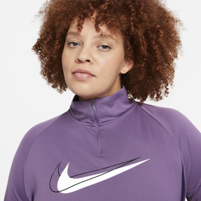 Damska bluza do biegania z zamkiem 1/2 Nike Dri-FIT Swoosh Run (duże rozmiary) - Fiolet