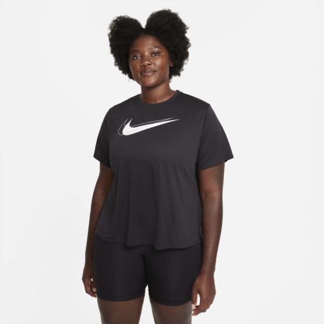 Damska koszulka do biegania Nike Dri-FIT Swoosh Run (duże rozmiary) - Czerń
