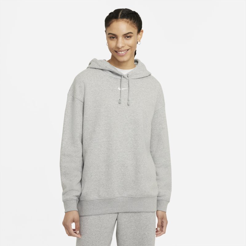 Nike Sportswear Essential Collection Sudadera con capucha de tejido Fleece oversize - Mujer - Gris