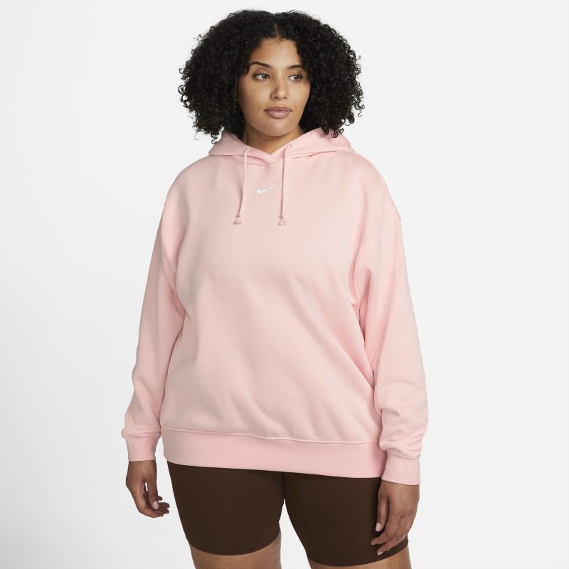 Image of Felpa con cappuccio oversize in fleece Nike Sportswear Collection Essentials (Plus size) - Donna - Rosa