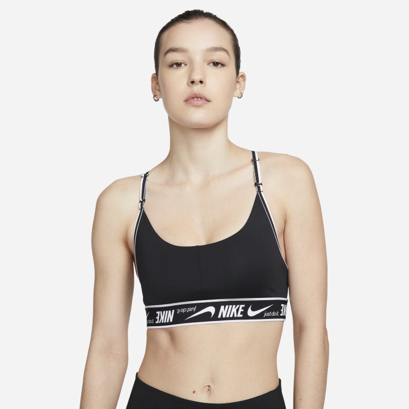 Nike Dri-FIT Indy Sujetador deportivo de sujeción ligera con almohadilla y logotipo - Mujer - Negro