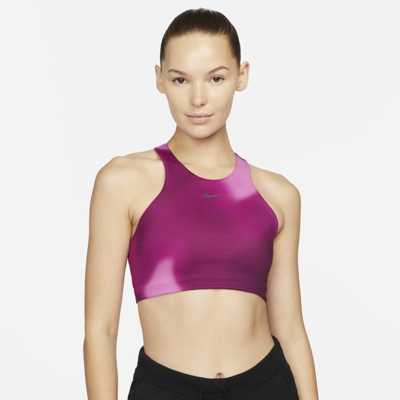 Nike Yoga Dri-FIT Swoosh Sujetador deportivo de sujeción media con estampado - Mujer - Rosa