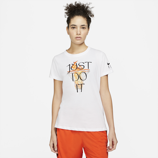 фото Женская баскетбольная футболка nike dri-fit “just do it” - белый