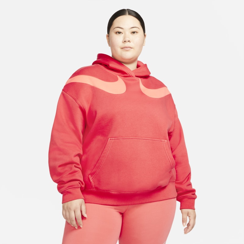 Nike Sportswear Swoosh Sudadera con capucha oversize de tejido Fleece - Mujer - Rojo