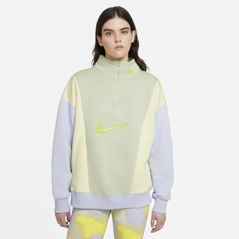 Damska dzianinowa bluza z zamkiem 1/4 Nike Sportswear - Zieleń