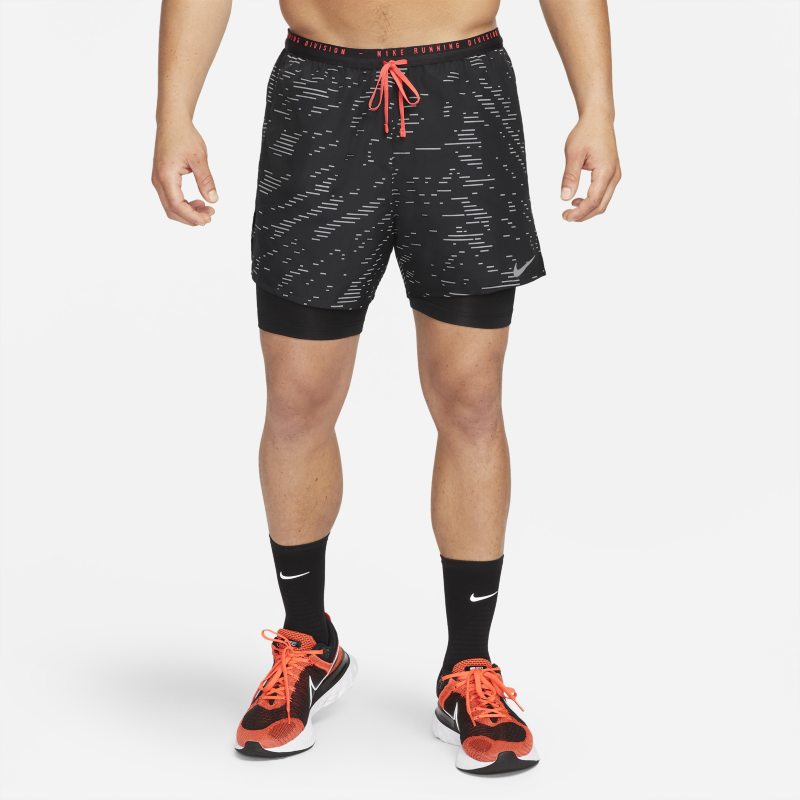 Nike Dri-FIT Run Division Flex Stride Pantalón corto de running 2 en 1 y 13 cm - Hombre - Negro