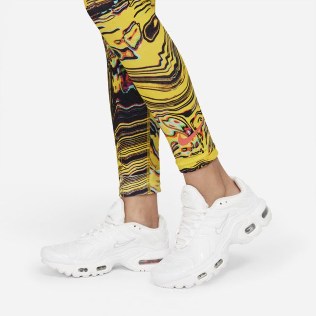 Legginsy z nadrukiem dla dużych dzieci (dziewcząt) Nike Sportswear Favorites - Żółć