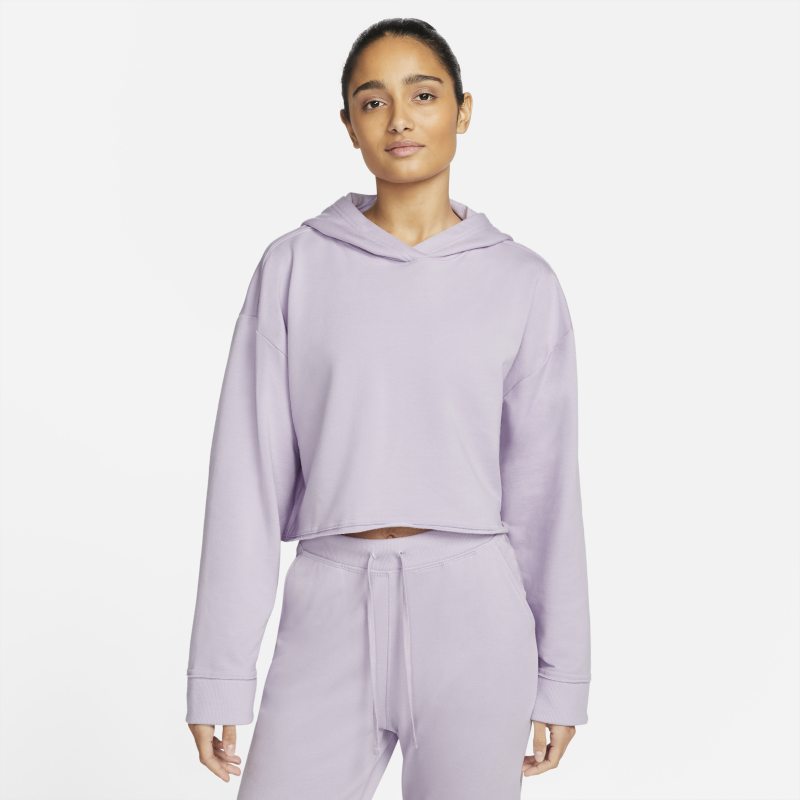 Nike Yoga Luxe Sudadera con capucha corta de tejido Fleece - Mujer - Morado