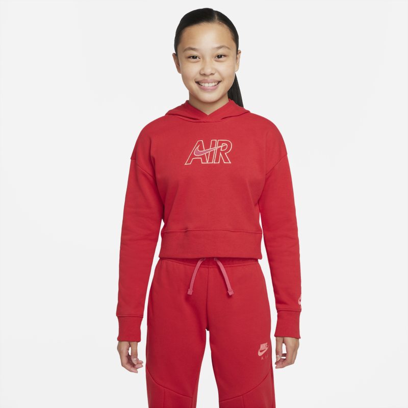 Kort frottéhuvtröja Nike Air för ungdom (tjejer) - Röd
