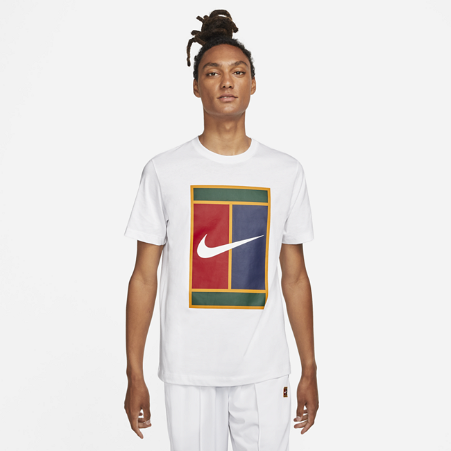 фото Мужская теннисная футболка с логотипом nikecourt - белый