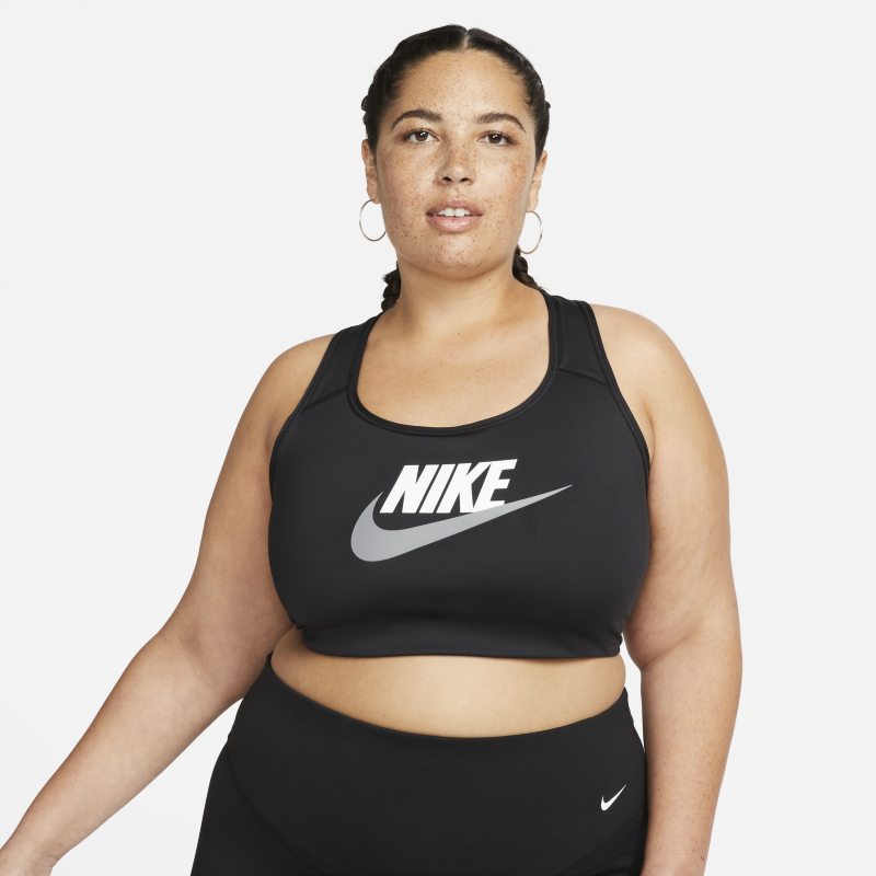 Nike Dri-FIT Swoosh Sujetador deportivo de sujeción media sin acolchado con estampado Futura - Mujer - Negro