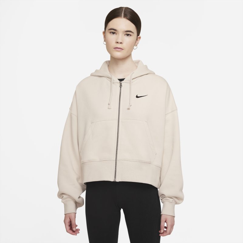 Damska dzianinowa bluza z kapturem i zamkiem na całej długości Nike Sportswear Essential - Szary